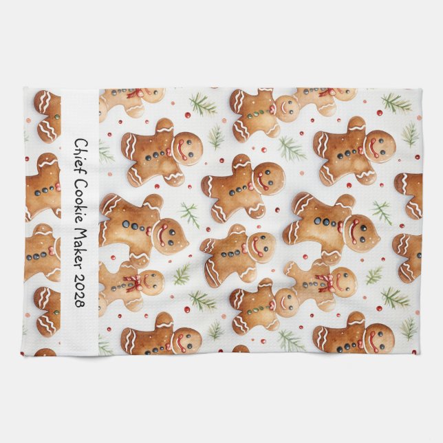 Chief Cookie Maker Gingerbread  Tea Towel (Horizontal)