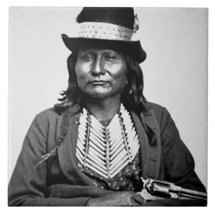Chief Esatonyett, 1869 (b/w photo) Ceramic Tile