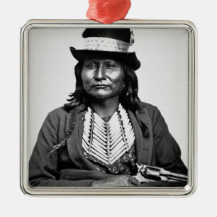 Chief Esatonyett, 1869 (b/w photo) Metal Tree Decoration
