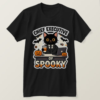Chief Executive of Spooky Black Cat Halloween  T-Shirt