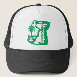 Chief holding a latte stone.  Guam seal. Trucker Hat