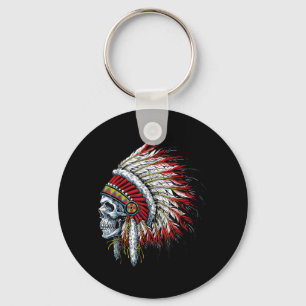 Chief Indian Skull Tribal Headdre For Lovers Key Ring