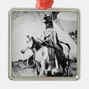 'Chief Looking Glass', c.1875 (b/w photo) Metal Ornament
