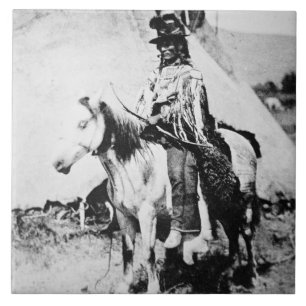 'Chief Looking Glass', c.1875 (b/w photo) Tile