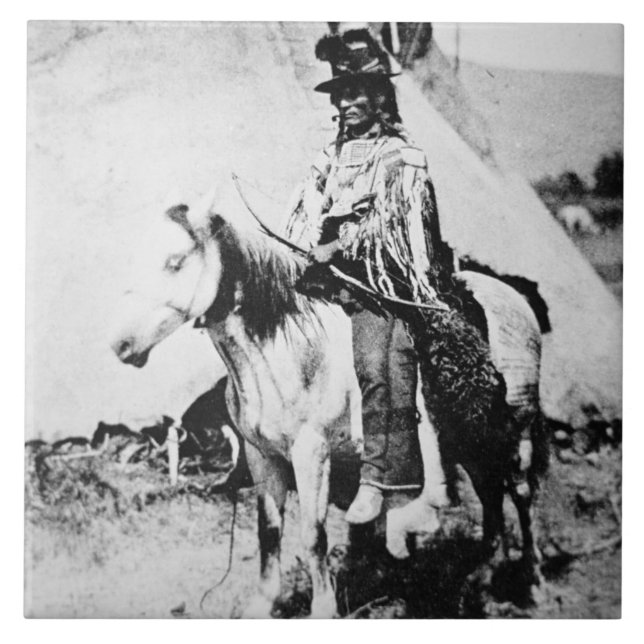 'Chief Looking Glass', c.1875 (b/w photo) Tile (Front)