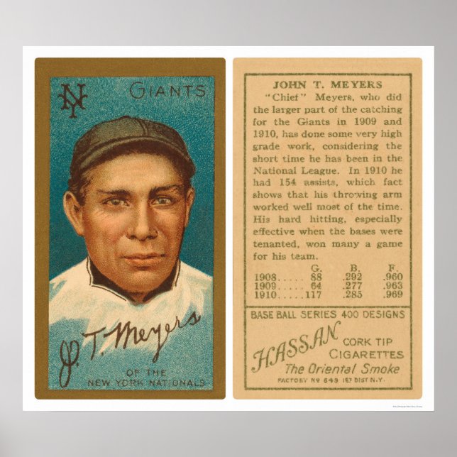 Chief Meyers Giants Baseball 1911 Poster (Front)