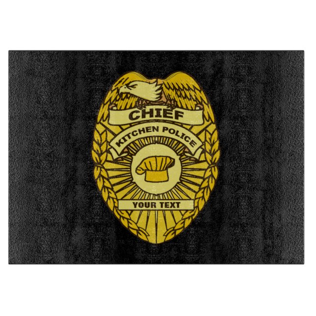 Chief Of Kitchen Police Badge Cutting Board (Front)