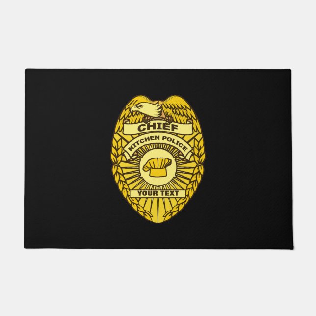 Chief Of Kitchen Police Badge Doormat (Front)