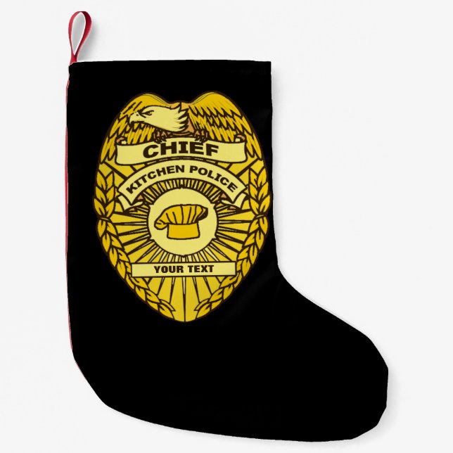 Chief Of Kitchen Police Badge Small Christmas Stocking (Front)