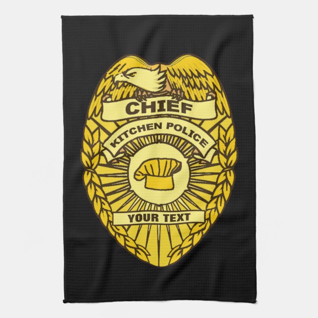 Chief Of Kitchen Police Badge Tea Towel (Vertical)