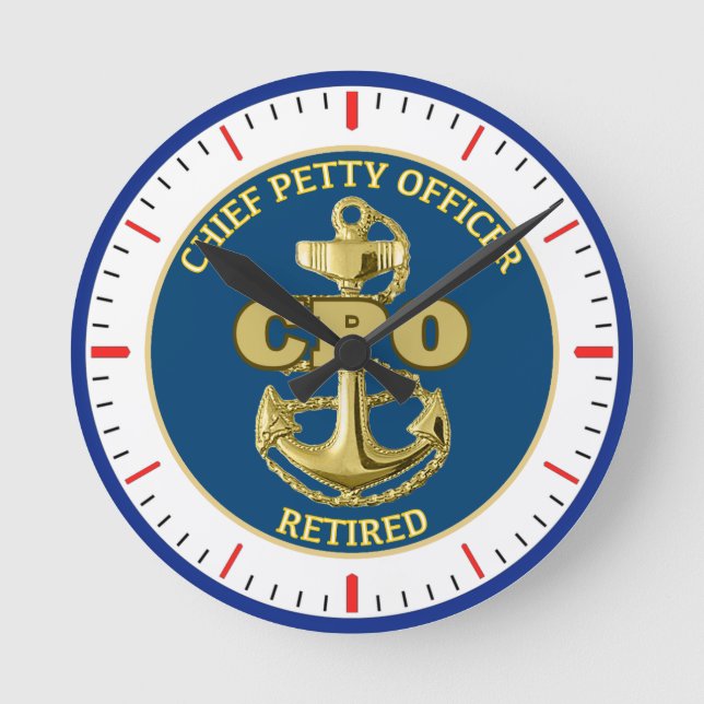 CHIEF PETTY OFFICER RETIRED ROUND CLOCK (Front)