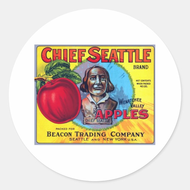 Chief Seattle Apples Classic Round Sticker (Front)