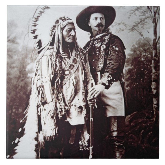 Chief Sitting Bull (1831-90) on tour with Buffalo Tile (Front)