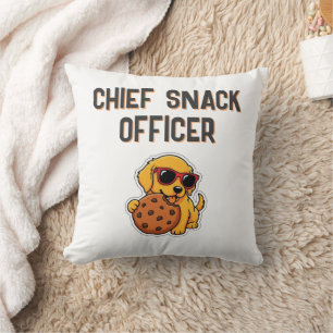 Chief Snack Officer Funny Golden Retriever Puppy Cushion