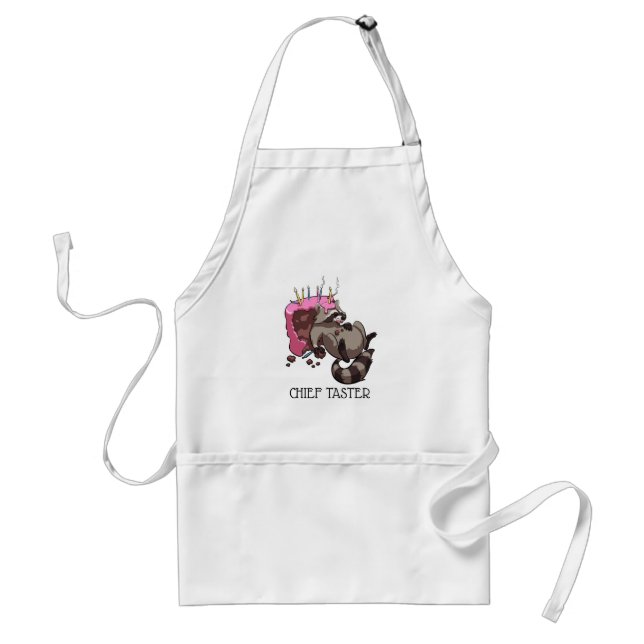 Chief Taster Greedy Racoon Eating Cake Cartoon Standard Apron (Front)