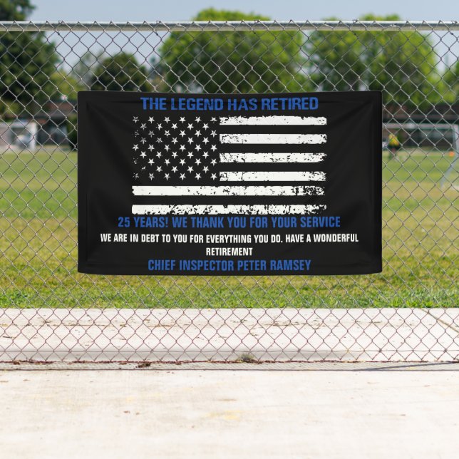 Chief Thin Blue Line Flag Retirement Party Banner (Insitu)