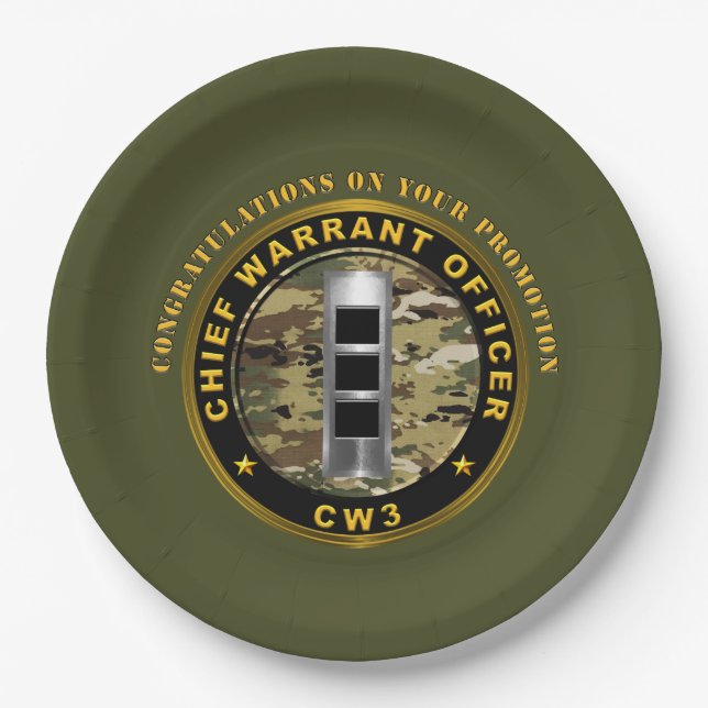 Chief Warrant Officer 3 (CW3)  Promotion Paper Plate (Front)