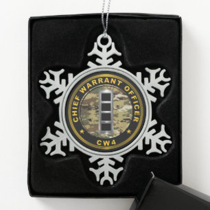 Chief Warrant Officer 4 CW4 Snowflake Pewter Christmas Ornament