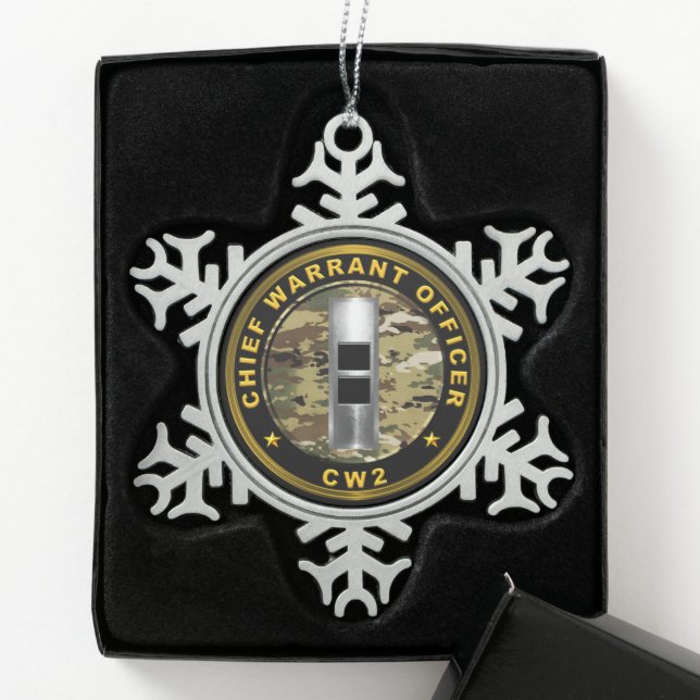 Chief Warrant Officer CW2 Snowflake Pewter Christmas Ornament (Box)