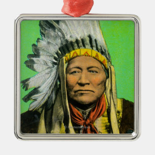 Chief Washakie Portrait Metal Tree Decoration