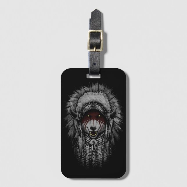 Chief Wolf Luggage Tag (Front Vertical)