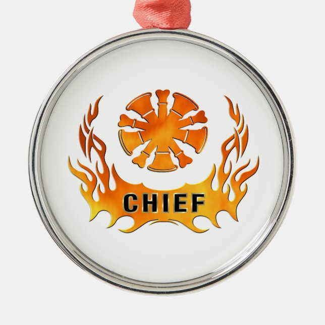 Chief's Flames Metal Ornament (Front)