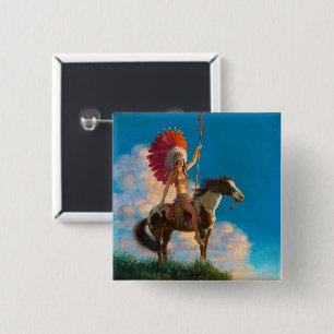 Chieftess Female Native American Indian Chief 15 Cm Square Badge