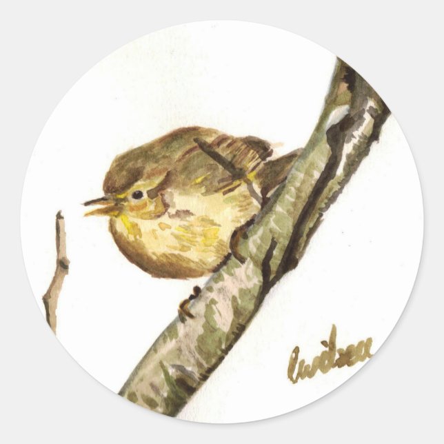 Chiffchaff badge classic round sticker (Front)