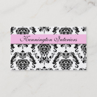 Chiffon Pink Black Damask Lace Business Cards