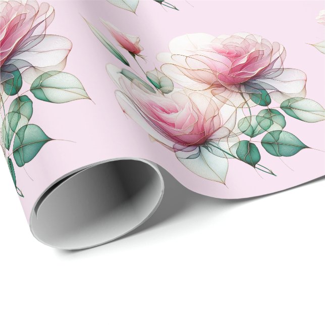 Chiffon Roses Wrapping Paper (Roll Corner)