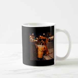 Chihua funny dachshund drinking iced coffee lover mug