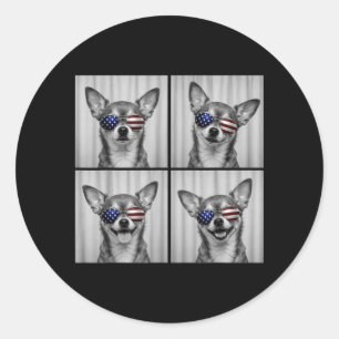 Chihuahua 4th Of July Aamerican Flag Dog Patriotic Classic Round Sticker