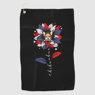 Chihuahua 4Th Of July Sunflower Patriotic Golf Towel