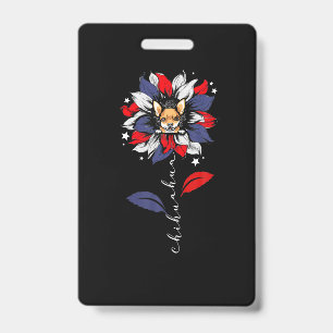Chihuahua 4Th Of July Sunflower Patriotic ID Badge