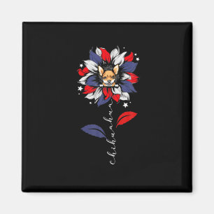Chihuahua 4Th Of July Sunflower Patriotic Magnet