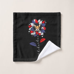 Chihuahua 4Th Of July Sunflower Patriotic Wash Cloth