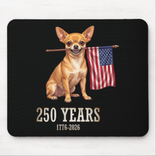 Chihuahua Aamerican Flag 250 Years Patriotic Dog Mouse Pad