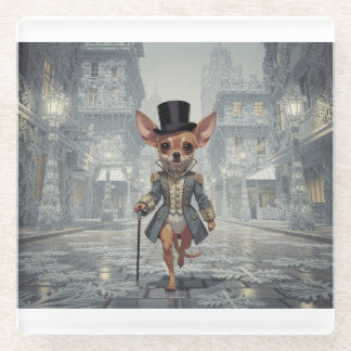 Chihuahua About Town In Paris Glass Coaster