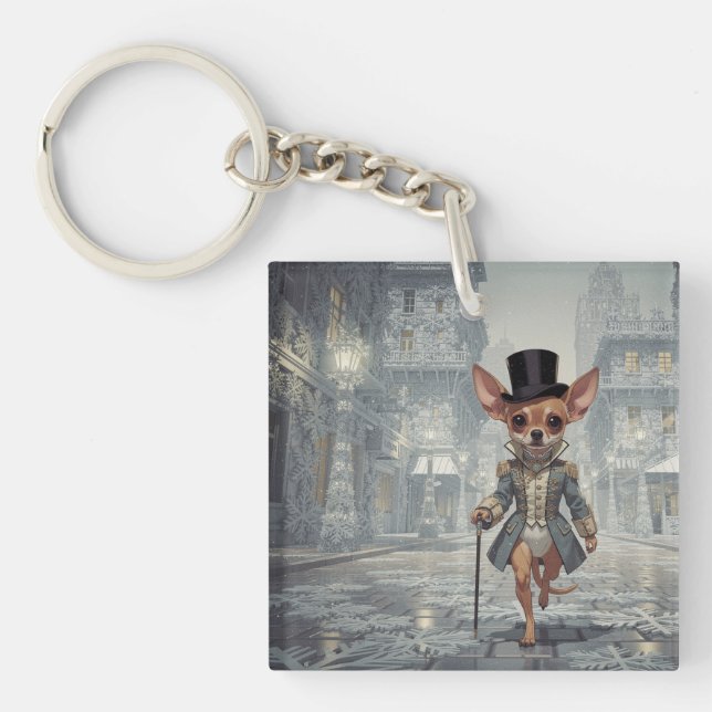 Chihuahua About Town In Paris Key Ring (Front)
