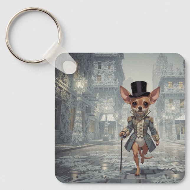 Chihuahua About Town In Paris Key Ring (Front)