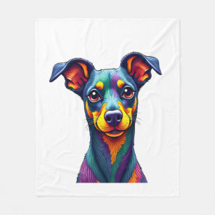 Chihuahua Abstract Painting Colour Cute Dog (1) Fleece Blanket