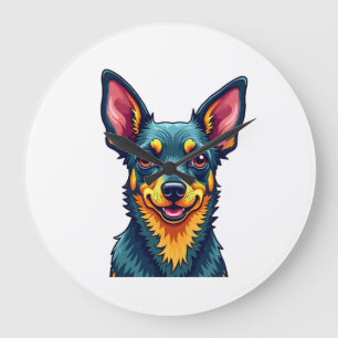 Chihuahua Abstract Painting Colour Cute Dog (2) Large Clock