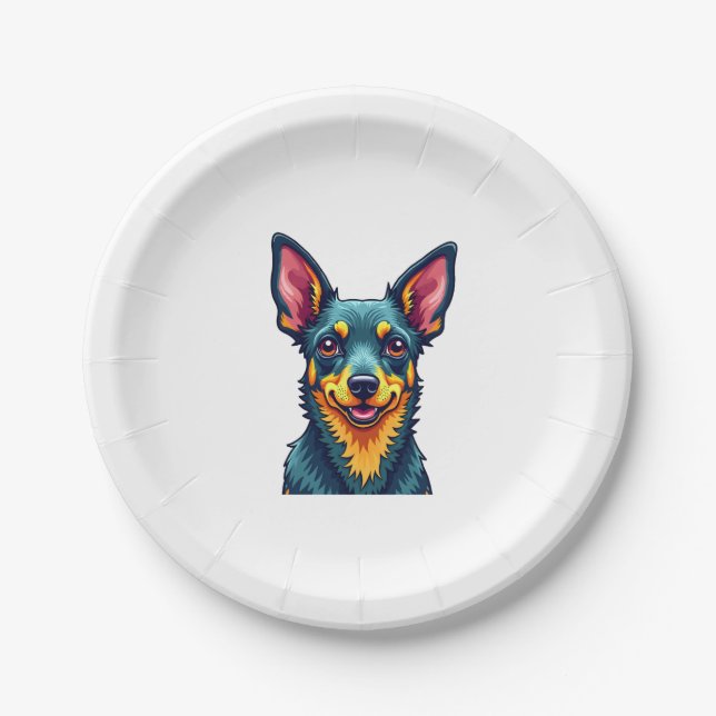 Chihuahua  Abstract Painting  Colour  Cute Dog (2) Paper Plate (Front)