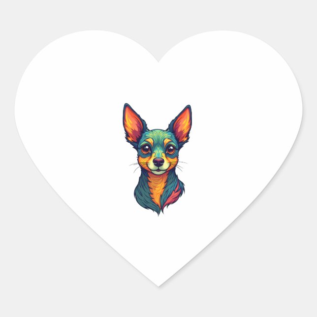 Chihuahua  Abstract Painting  Colour  Cute Dog (4) Heart Sticker (Front)