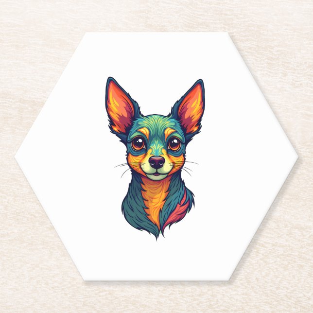 Chihuahua  Abstract Painting  Colour  Cute Dog (4) Paper Coaster (Front)