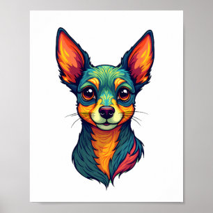 Chihuahua Abstract Painting Colour Cute Dog (4) Poster