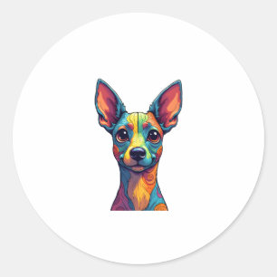 Chihuahua  Abstract Painting  Colour  Cute Dog (5) Classic Round Sticker