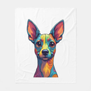 Chihuahua Abstract Painting Colour Cute Dog (5) Fleece Blanket