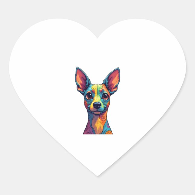 Chihuahua  Abstract Painting  Colour  Cute Dog (5) Heart Sticker (Front)