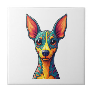 Chihuahua Abstract Painting Colour Cute Dog (6) Ceramic Tile